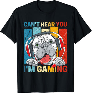 Can't hear you i'm gaming funny Pitbull Video Games Lovers T-Shirt - T-Shirt | Black