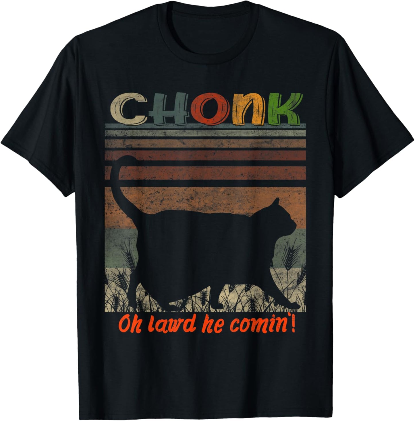 Oh Lord He Coming Chonk Scale Cat Meme Memes Men Women Kids T-Shirt - T-Shirt | Black