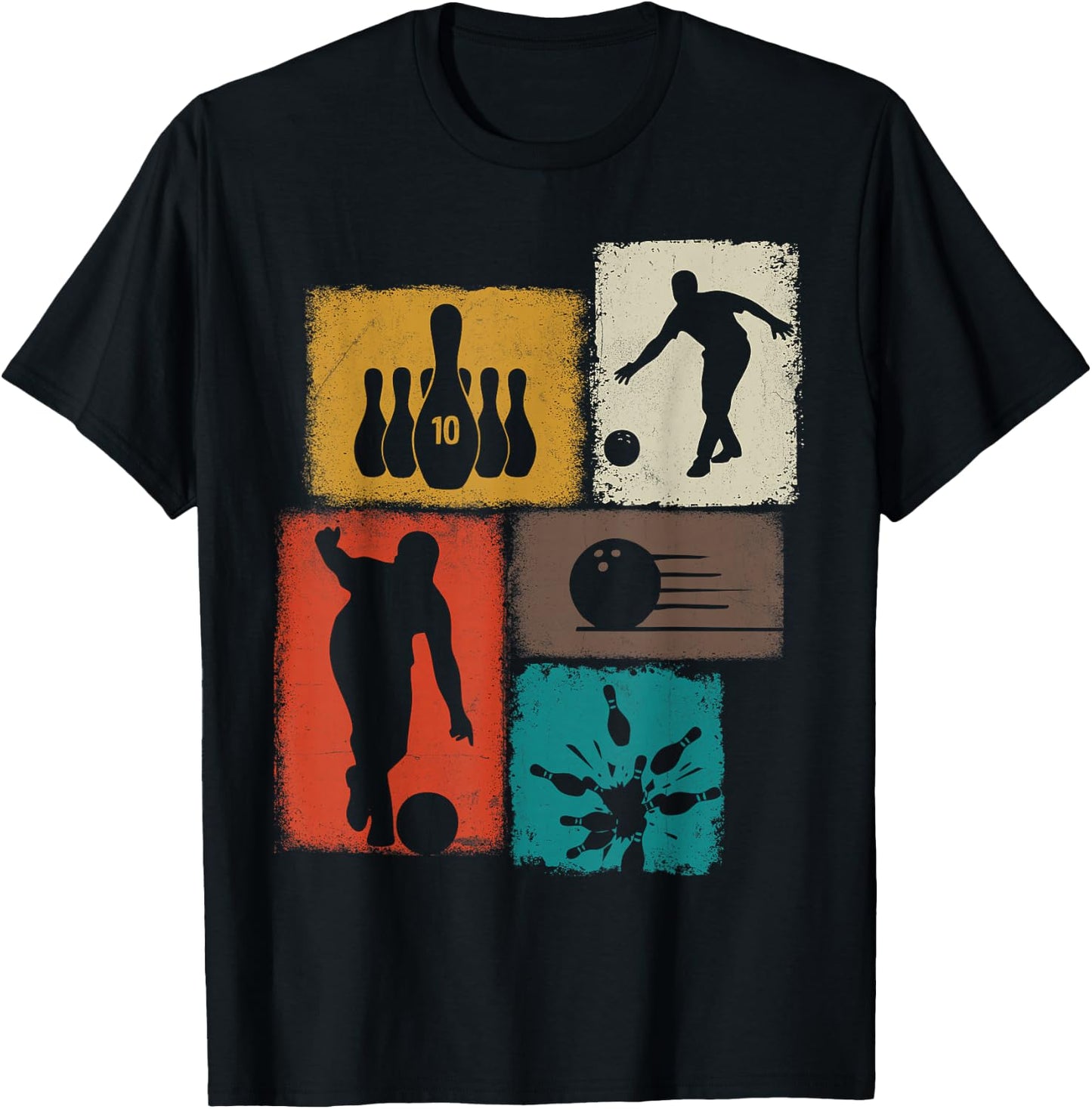 Bowling Collage Bowler Men Women Coach Youth T-Shirt - T-Shirt | Black