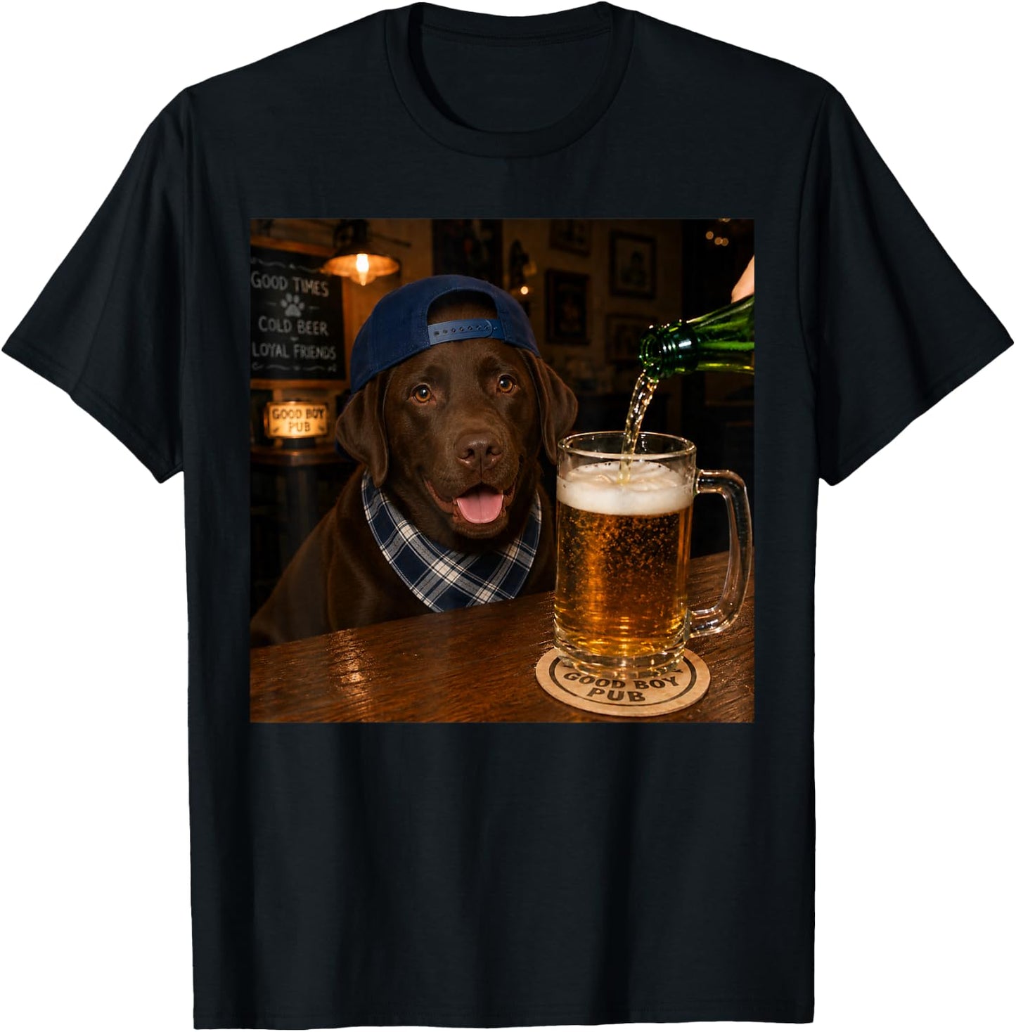 Chocolate Labrador Drinking Beer Funny Dog Meme T-Shirt - T-Shirt | Black