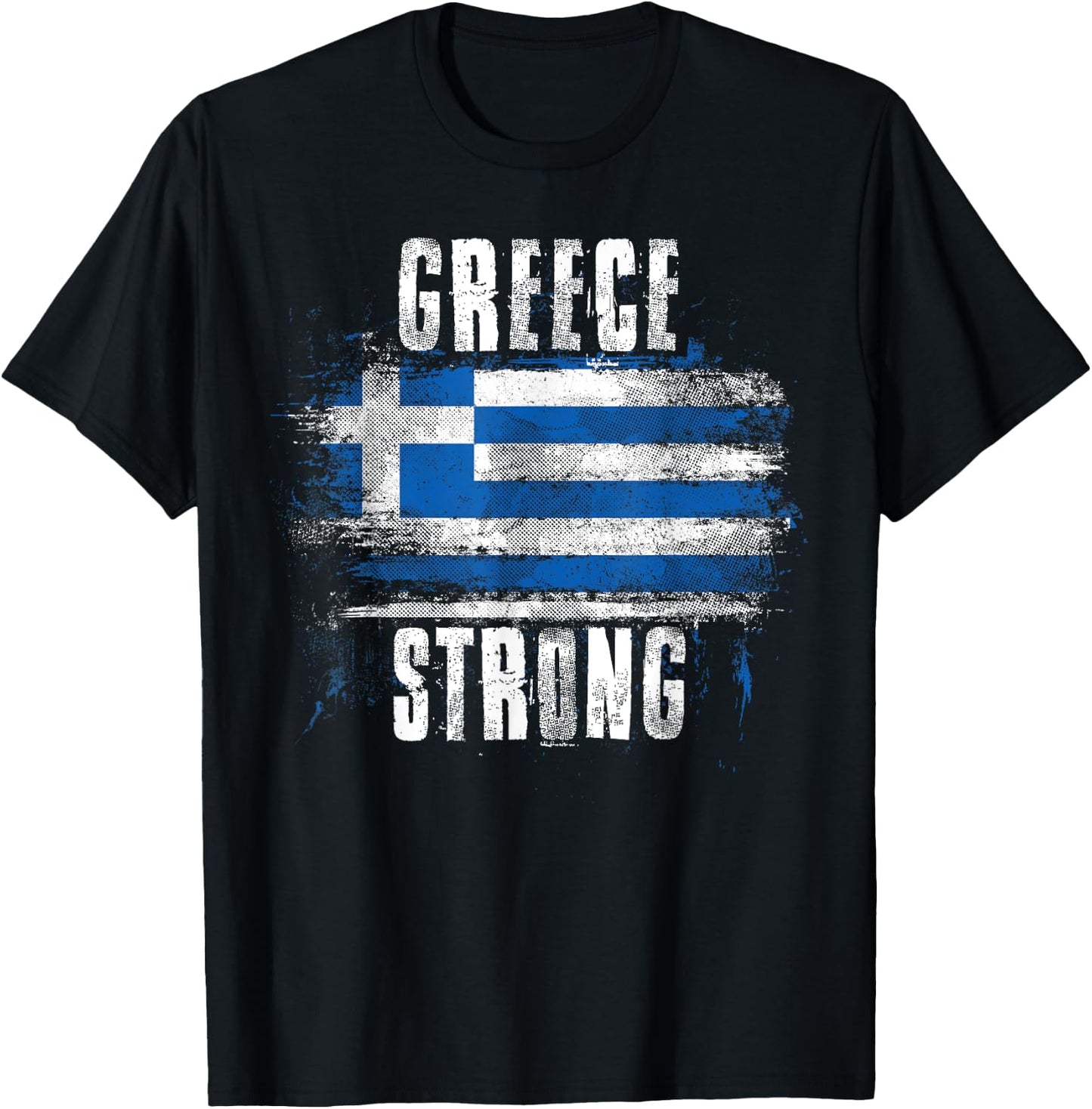 Greece Strong Distressed Flag - Greek Pride T-Shirt - T-Shirt | Black