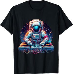 Outer Space Astronaut DJ Shirt Galaxy Techno EDM House Music T-Shirt - T-Shirt | Black