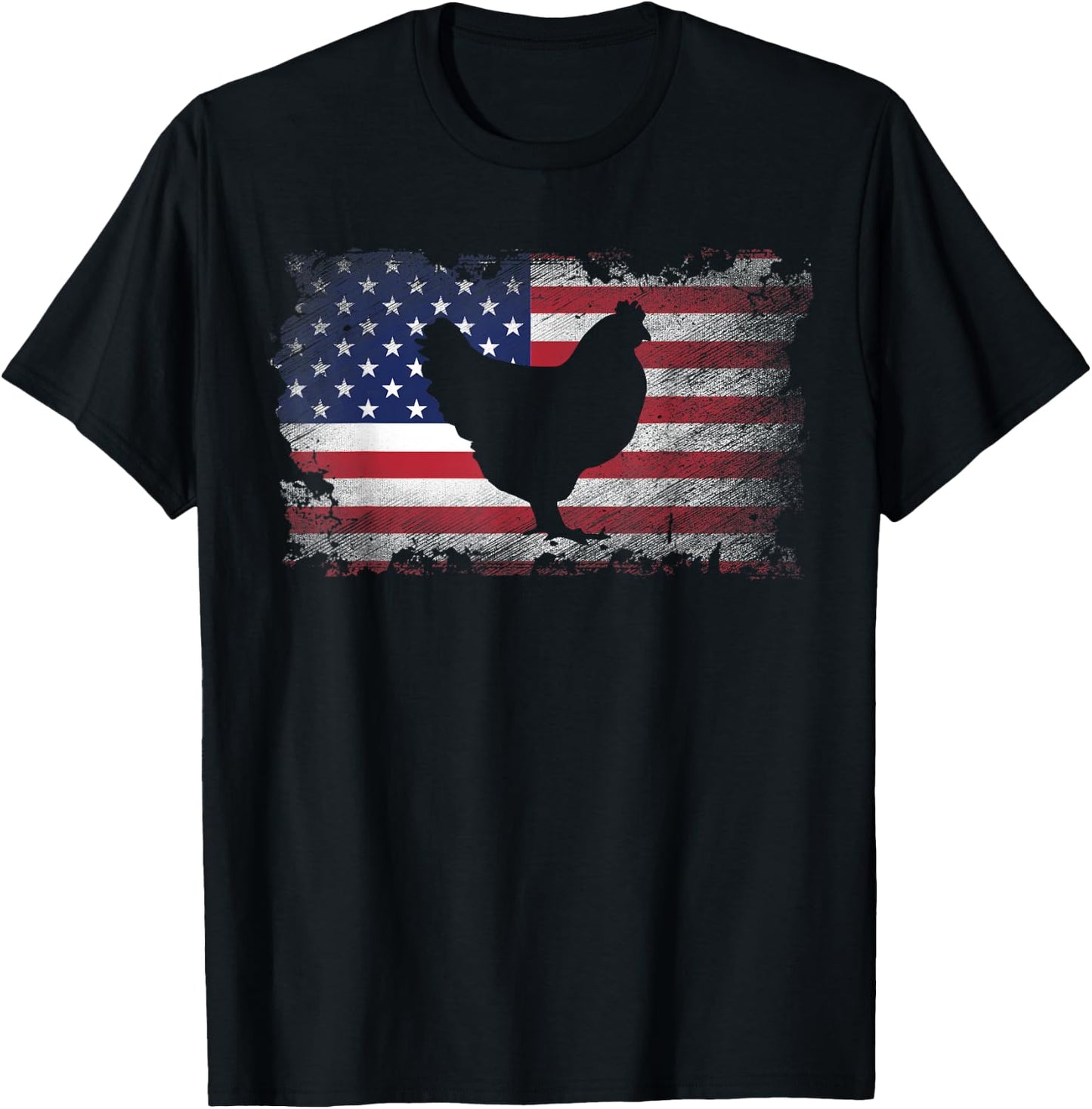 Patriotic Chicken American Flag Cool Chicken Lover Gift Women Kids Men T-Shirt - T-Shirt | Black
