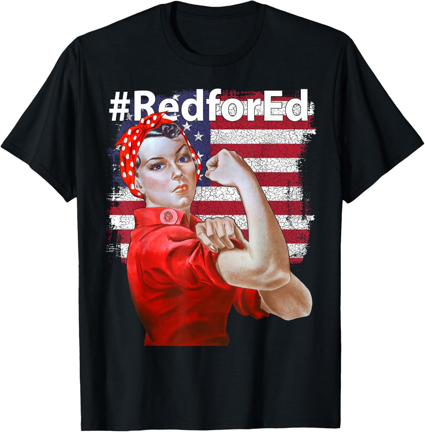 Red for Ed USA Rosie the Riveter T-Shirt - T-Shirt | Black