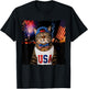 Patriotic Smoking Cat Funny 4th of July USA Flag Cat Lover T-Shirt - T-Shirt | Black