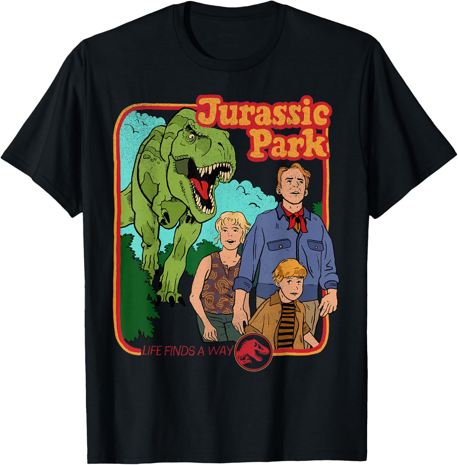 Jurassic Park Retro Life Finds A Way Park Poster Small T-Shirt - T-Shirt | Black