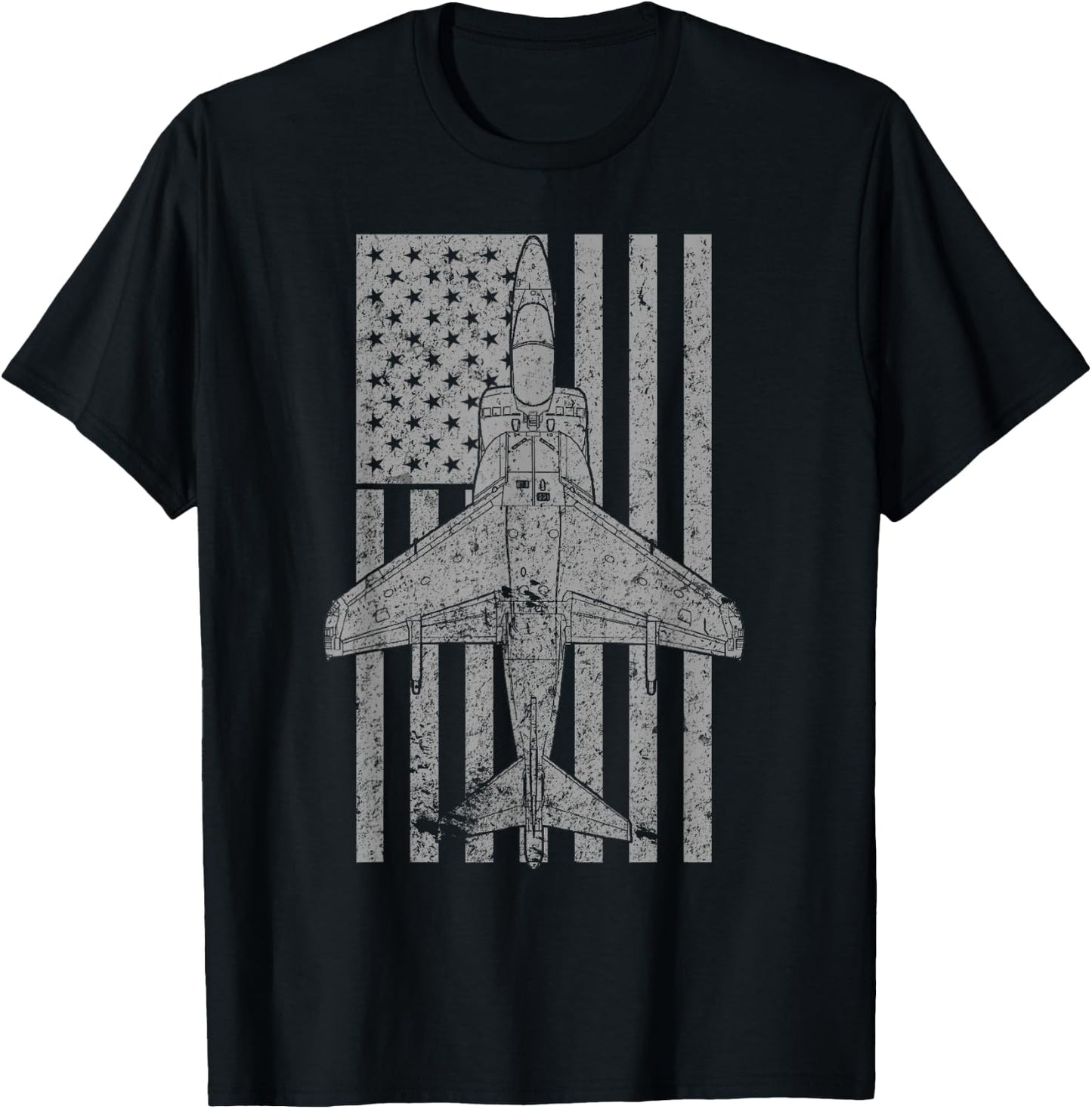 AV-8B Harrier II Airplane Vintage Flag Jet Pilot T-Shirt - T-Shirt | Black