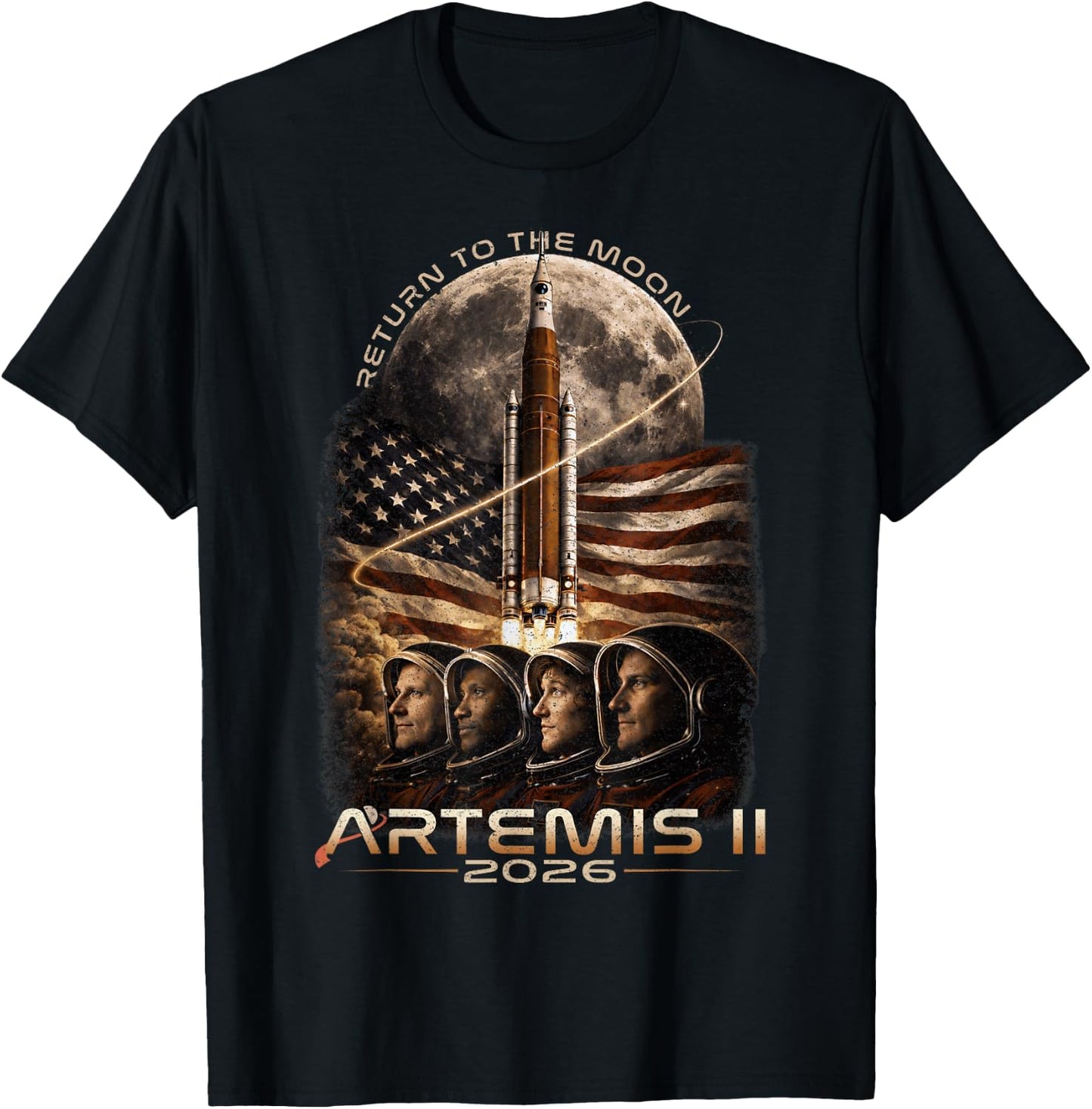 Artemis II Rocket Launch Space Exploration Back to the Moon T-Shirt - T-Shirt | Black