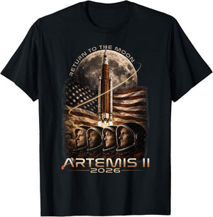Artemis II Rocket Launch Space Exploration Back to the Moon T-Shirt - T-Shirt | Black
