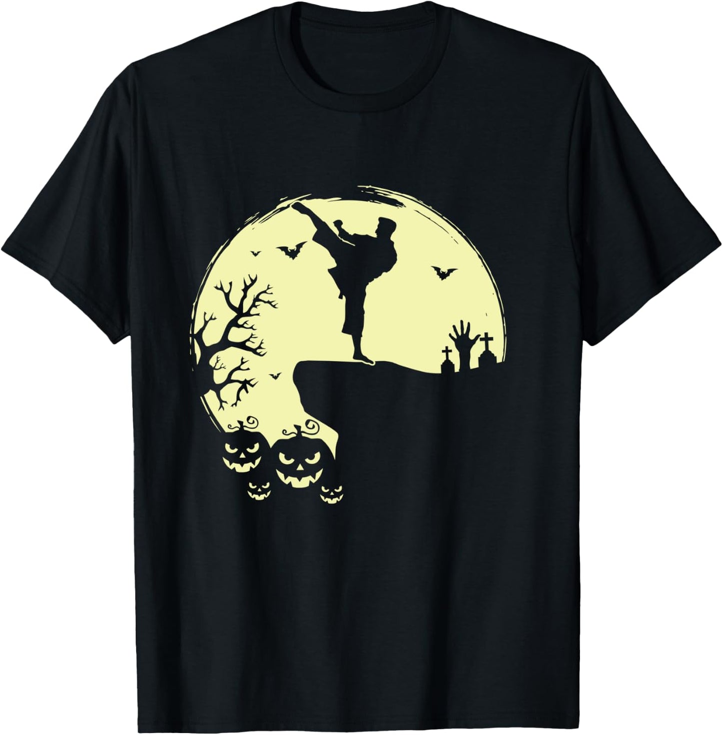 Scary Halloween Taekwondo Martial Arts Tae Kwon Do Full Moon T-Shirt - T-Shirt | Black