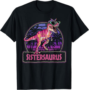 Sistersaurus T Rex Dinosaur Sister Saurus Family Matching T-Shirt - T-Shirt | Black