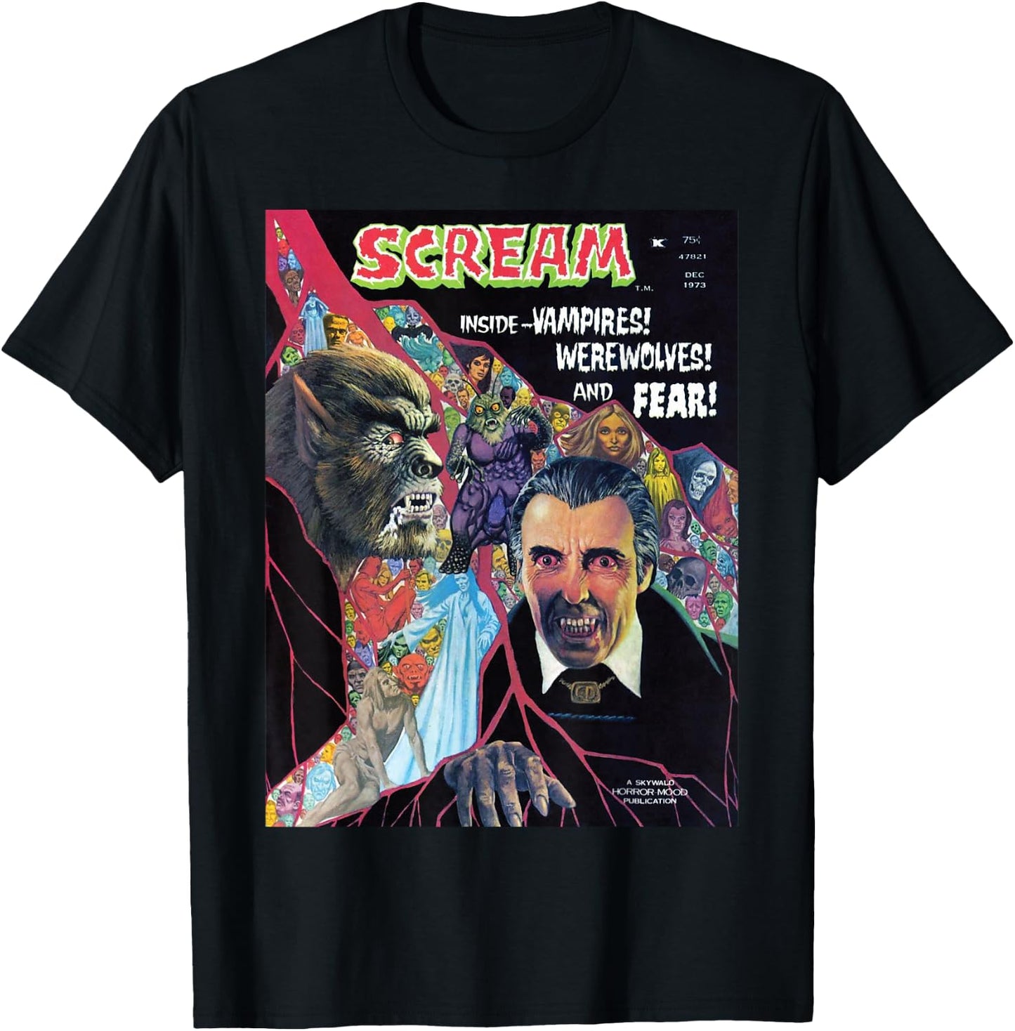 Halloween Horror Vintage Werewolf Vampire Comic Book Retro T-Shirt - T-Shirt | Black
