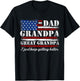 Dad Grandpa Great Grandpa Vintage USA Flag Fathers Day Pops T-Shirt - T-Shirt | Black
