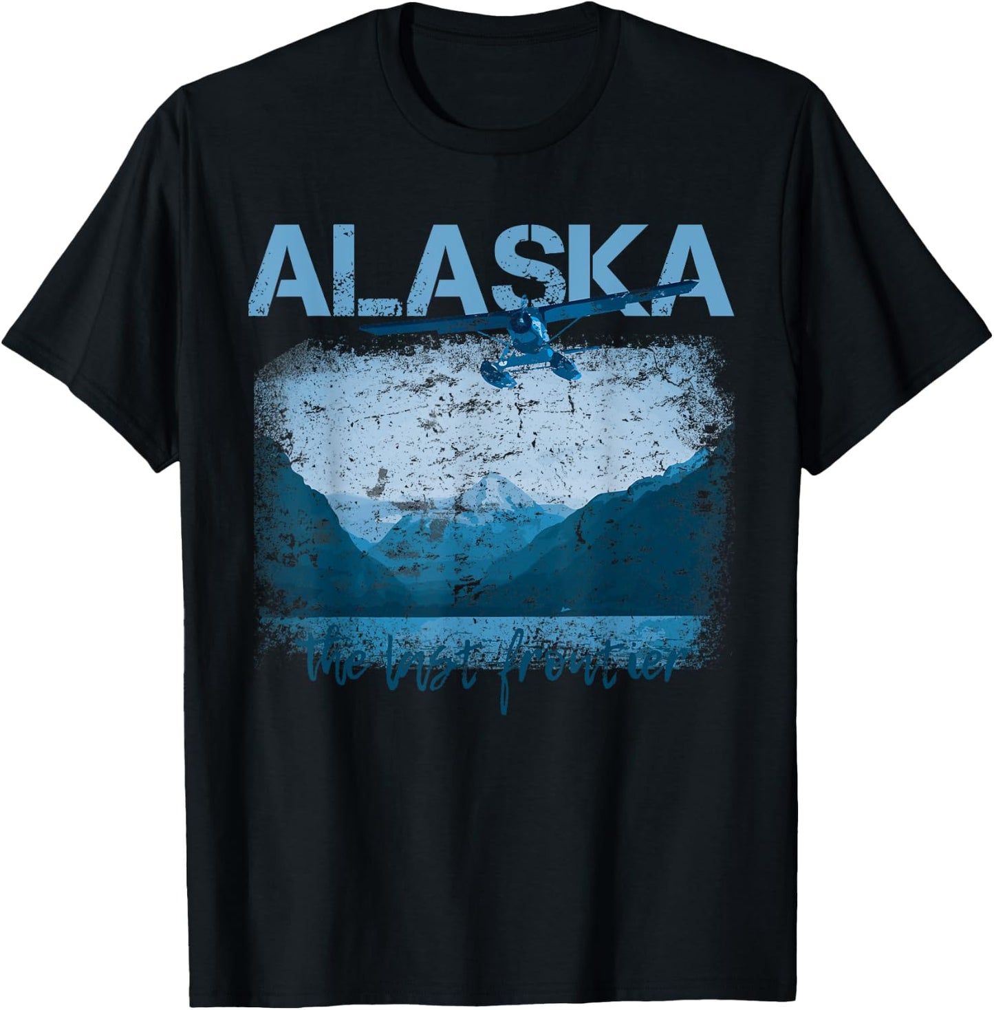 Alaska The Last Frontier With Float Plane T-Shirt - T-Shirt | Black
