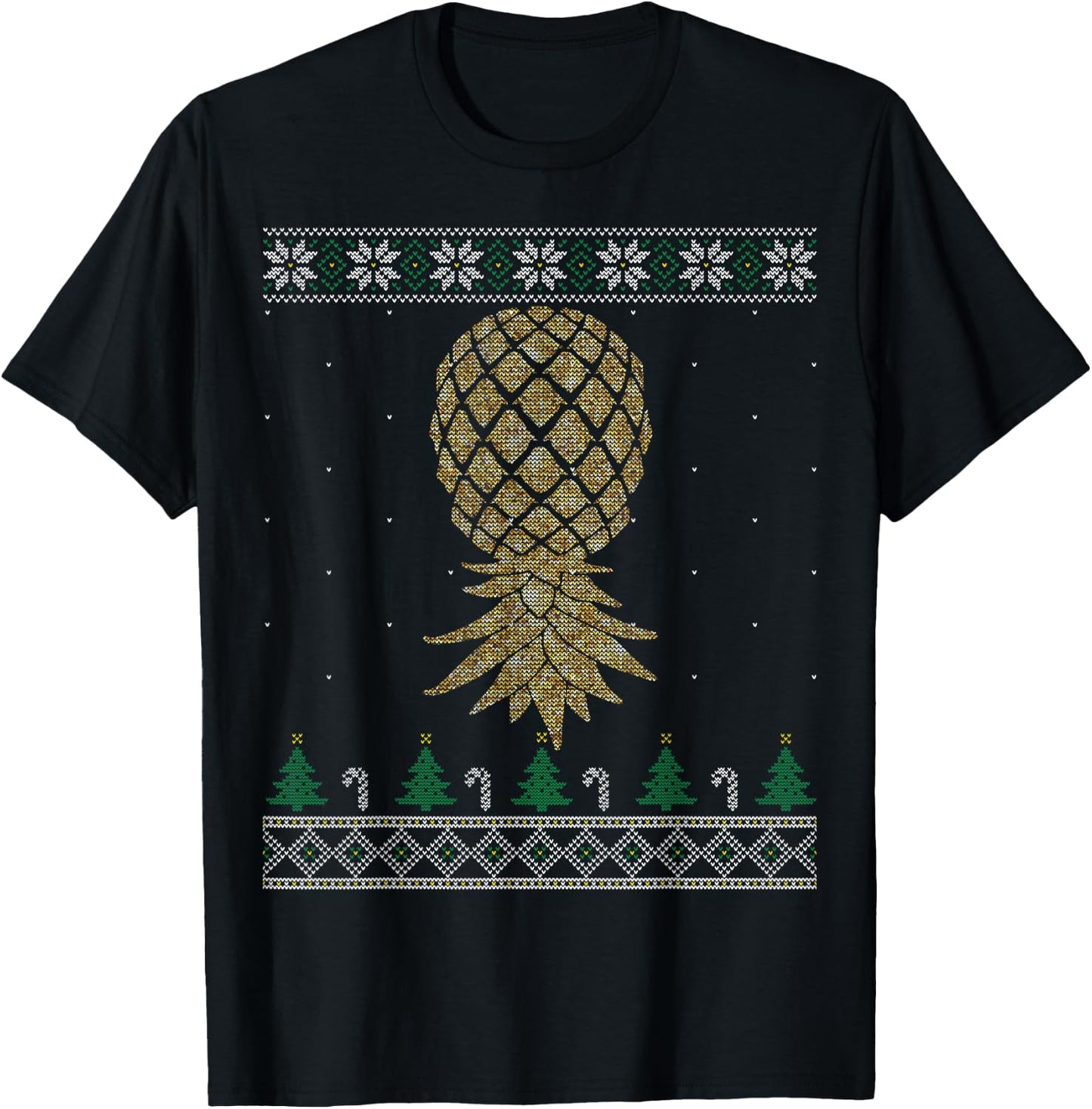 Swingers Upside Down Pineapple Party Ugly Christmas Sweater T-Shirt - T-Shirt | Black