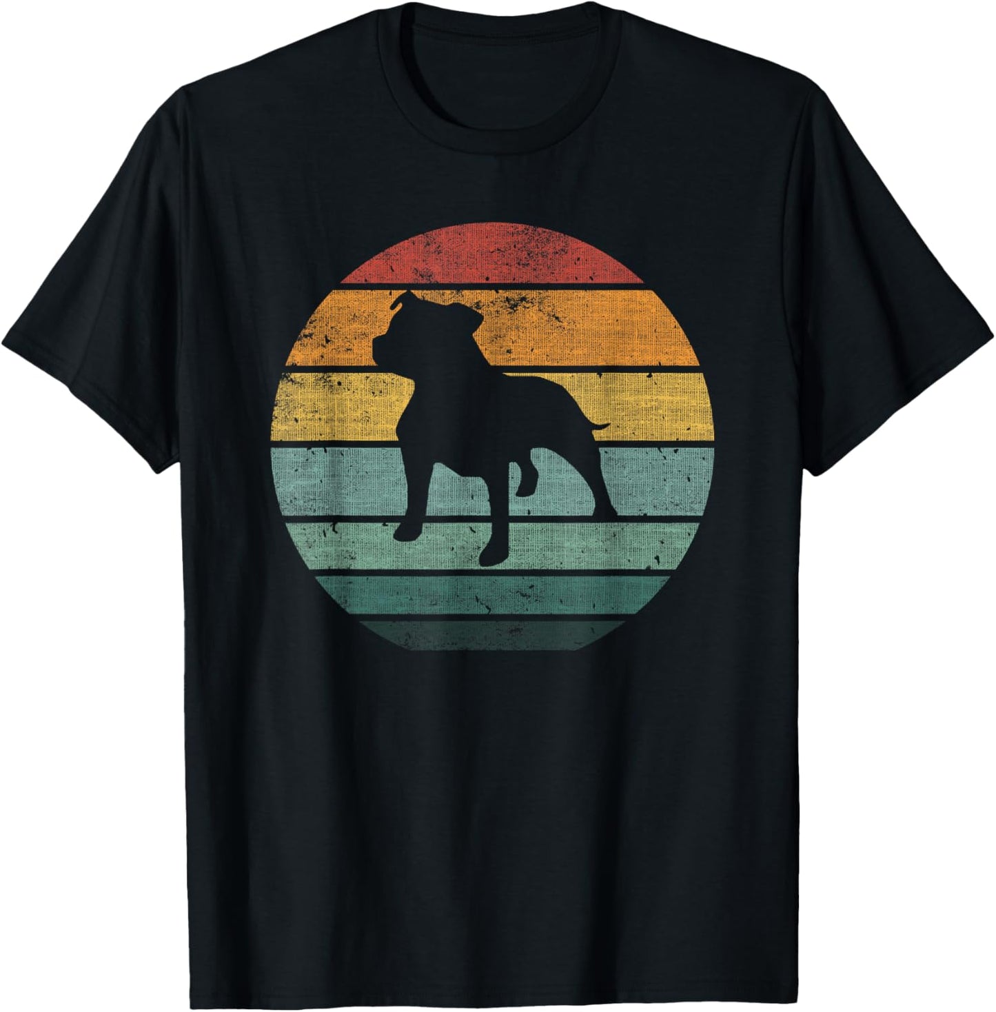Staffordshire Bull Terrier Staffy Dog Breed Retro Vintage T-Shirt - T-Shirt | Black