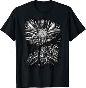 Gamer Robot Metal Machinery Inside Halloween Costume T-Shirt - T-Shirt | Black