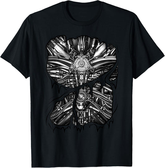 Gamer Robot Metal Machinery Inside Halloween Costume T-Shirt - T-Shirt | Black