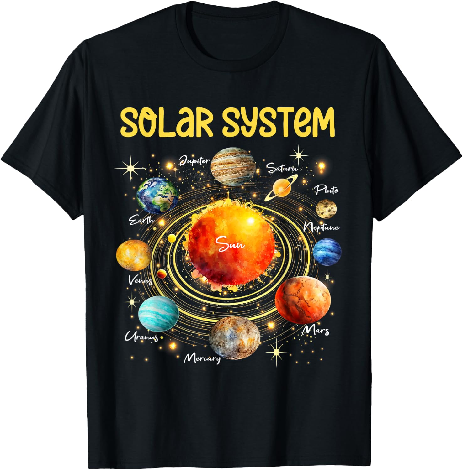 Cute Solar System Planets Science Space STEM Boys Girls Kids T-Shirt - T-Shirt | Black