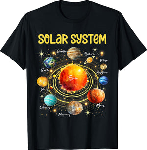 Cute Solar System Planets Science Space STEM Boys Girls Kids T-Shirt - T-Shirt | Black