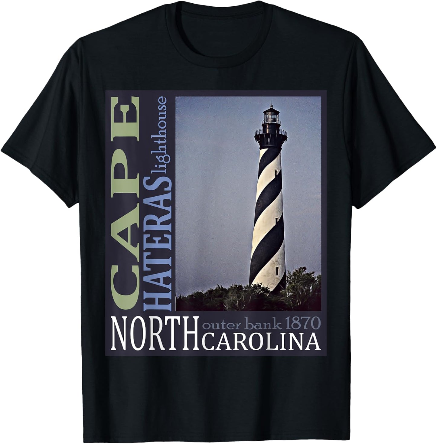 Cape Hatteras Lighthouse Outerbanks North Carolina 1870 Des T-Shirt - T-Shirt | Black