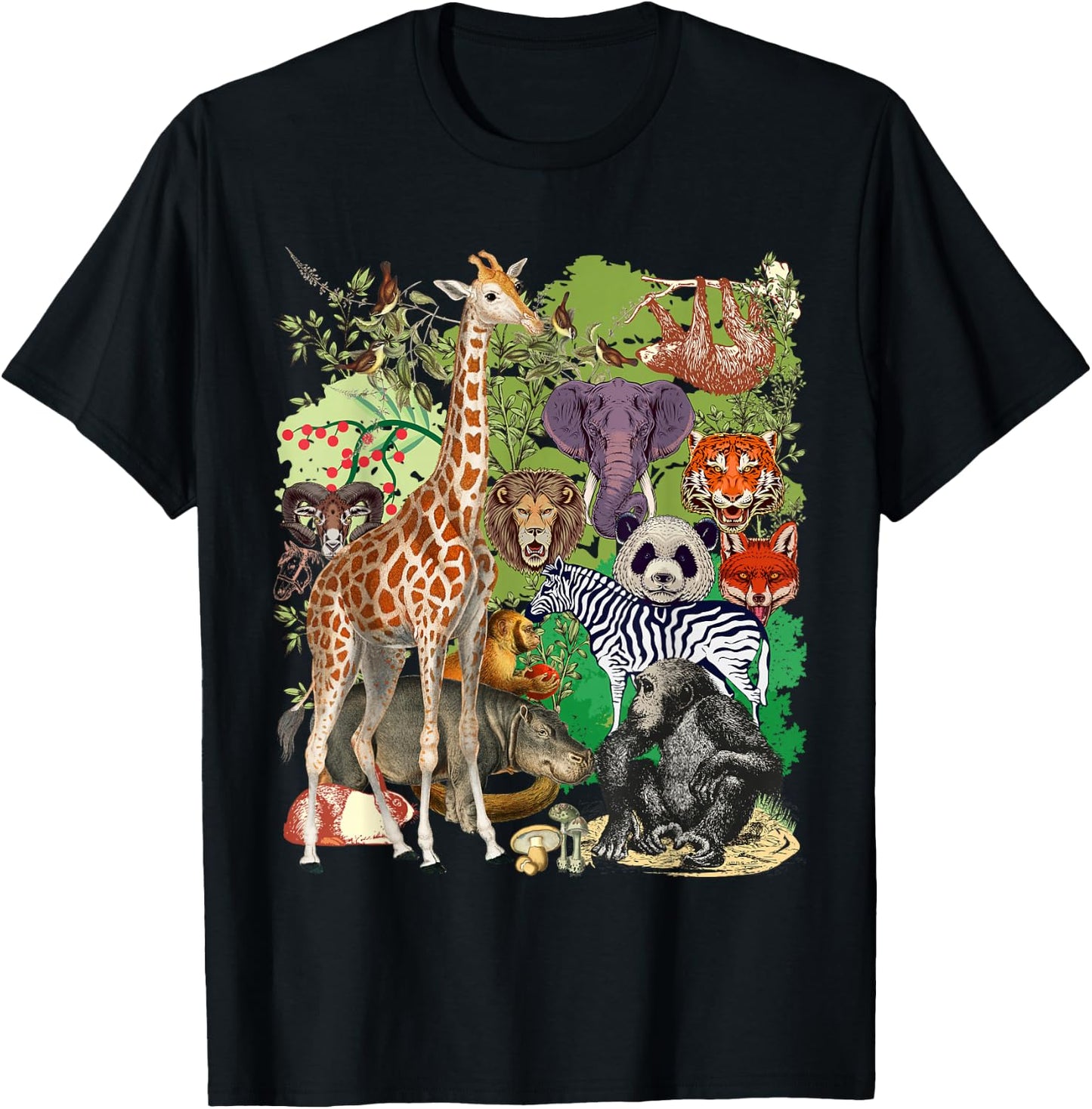 Jungle Animal Wildlife Safari Zoo Theme Forest Wild Animals T-Shirt - T-Shirt | Black