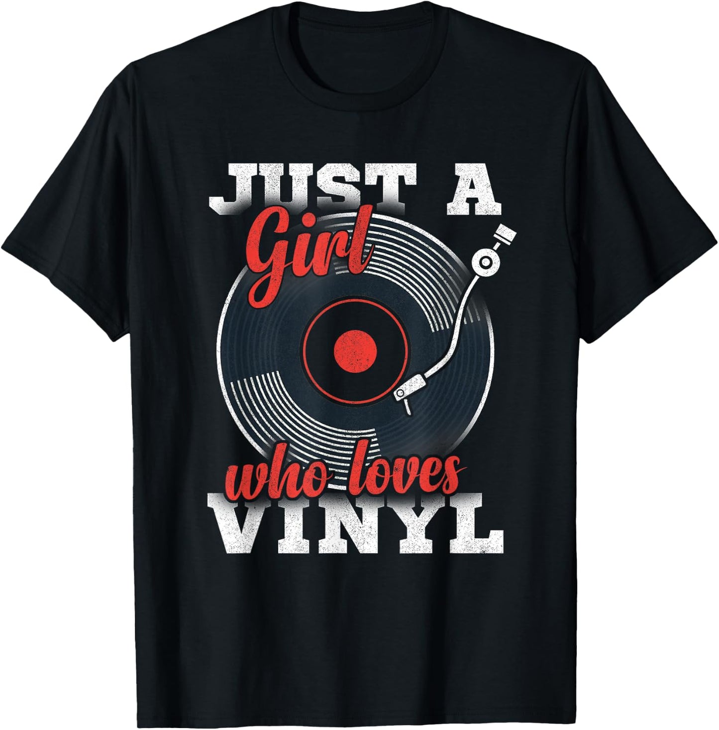 Women LP Collector Just A Girl Who Loves Vinyl Records T-Shirt - T-Shirt | Black