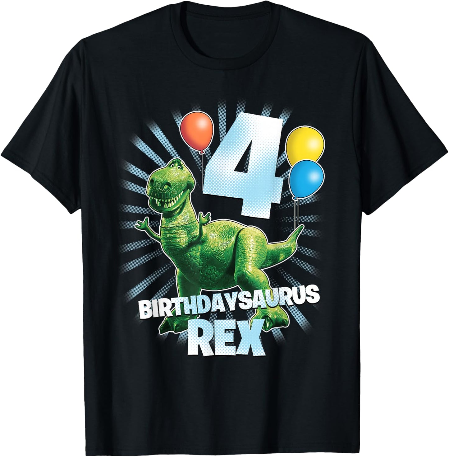 Disney Pixar Toy Story Birthdaysaurus Rex 4th Birthday T-Shirt - T-Shirt | Black