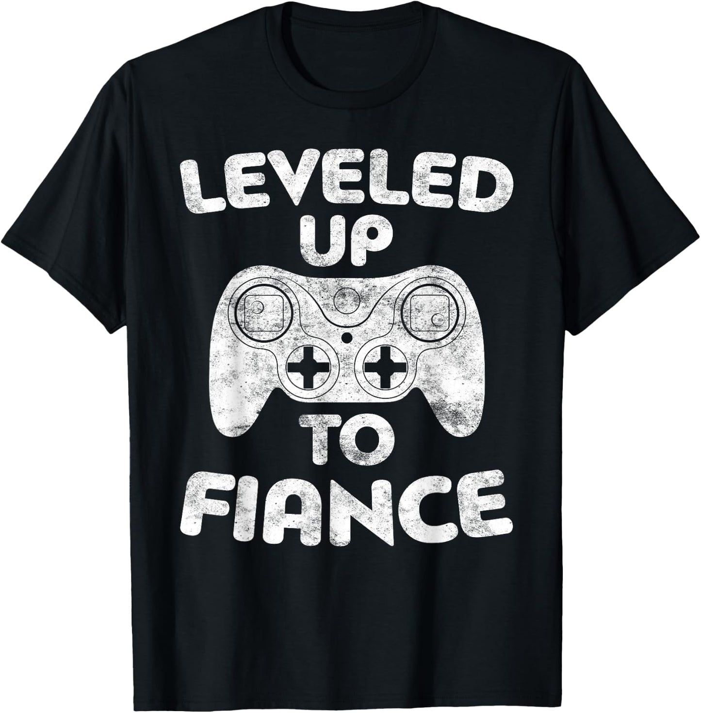 Leveled Up to Fiance Engagement Wedding Shirt T-Shirt - T-Shirt | Black