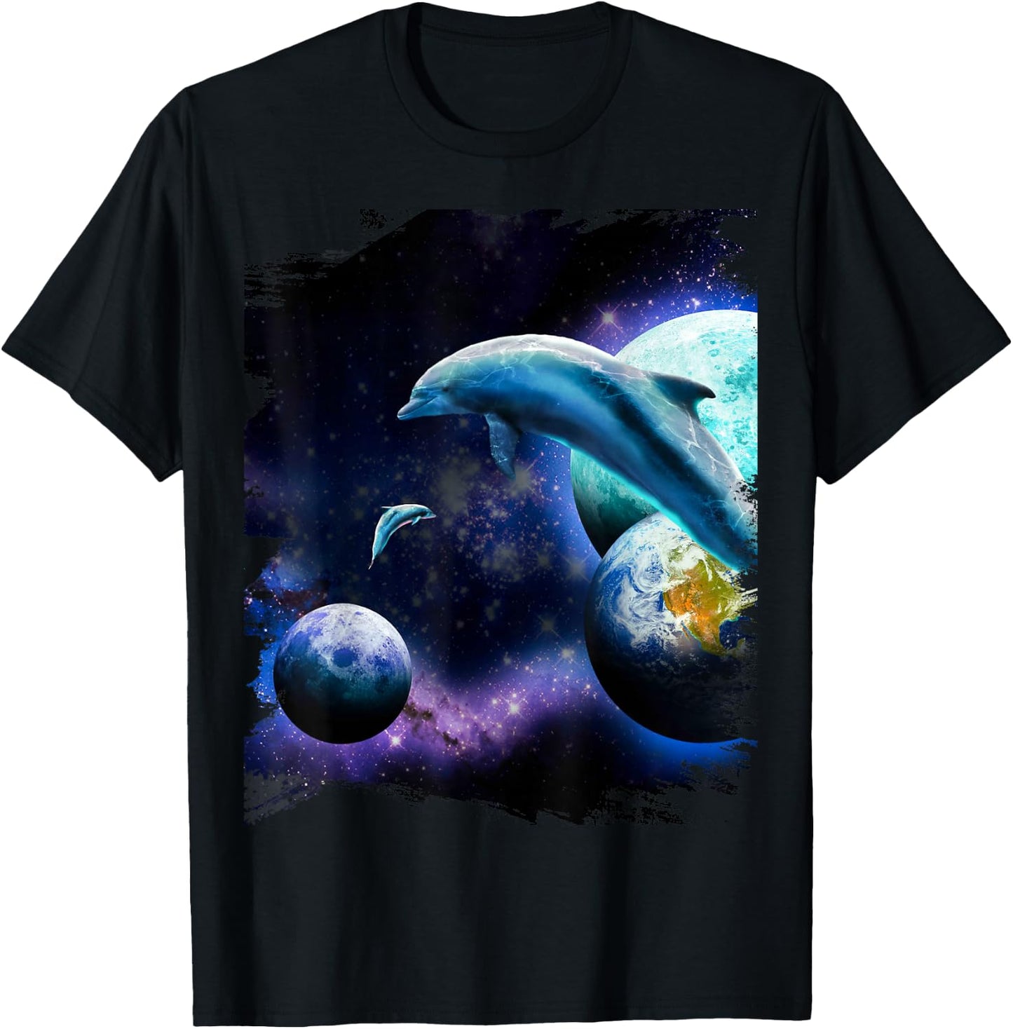 Galaxy Dolphin - Dolphins In Space T-Shirt - T-Shirt | Black