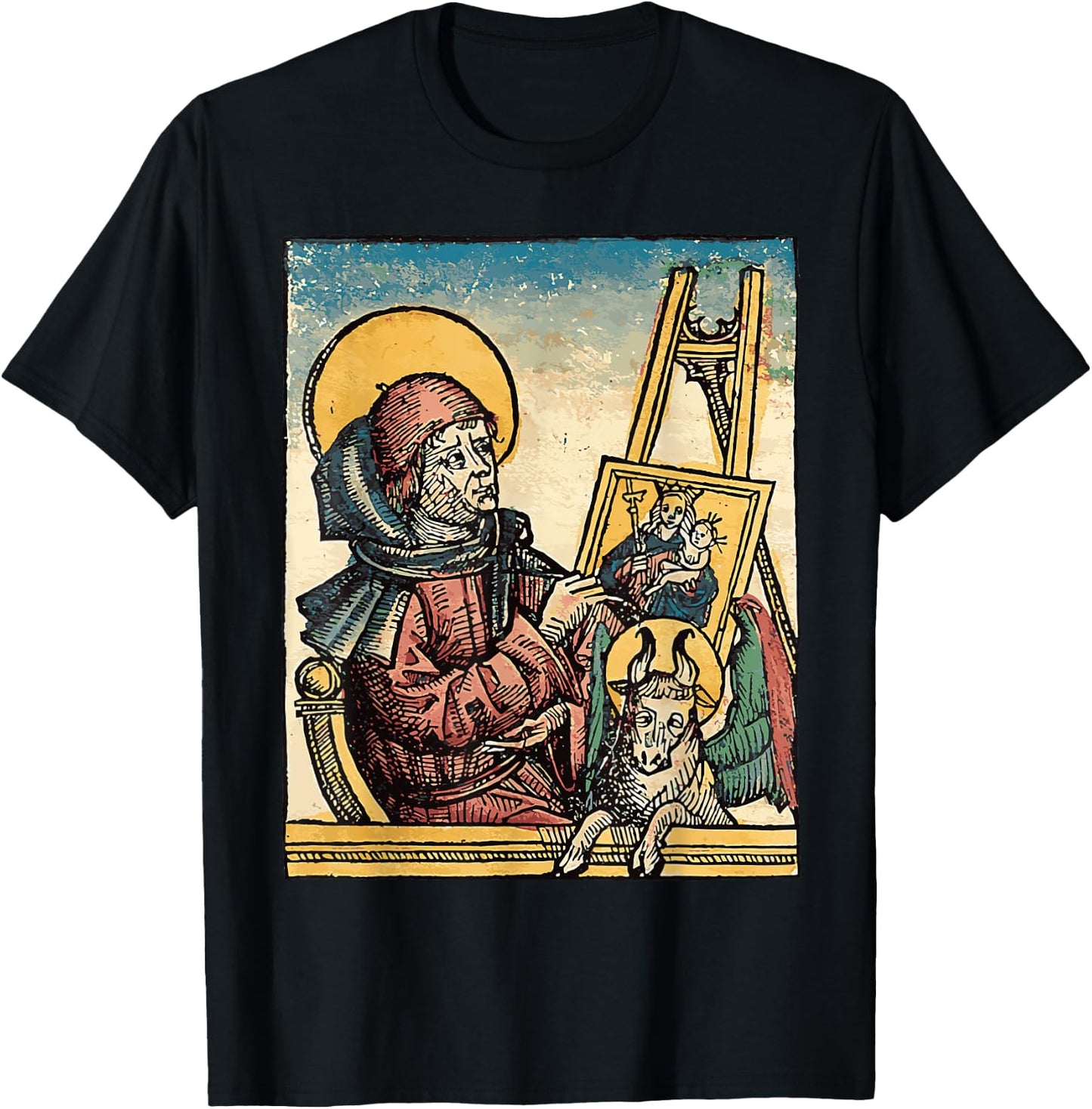 St Luke the Evangelist Catholic Patron Saint of Artists T-Shirt - T-Shirt | Black