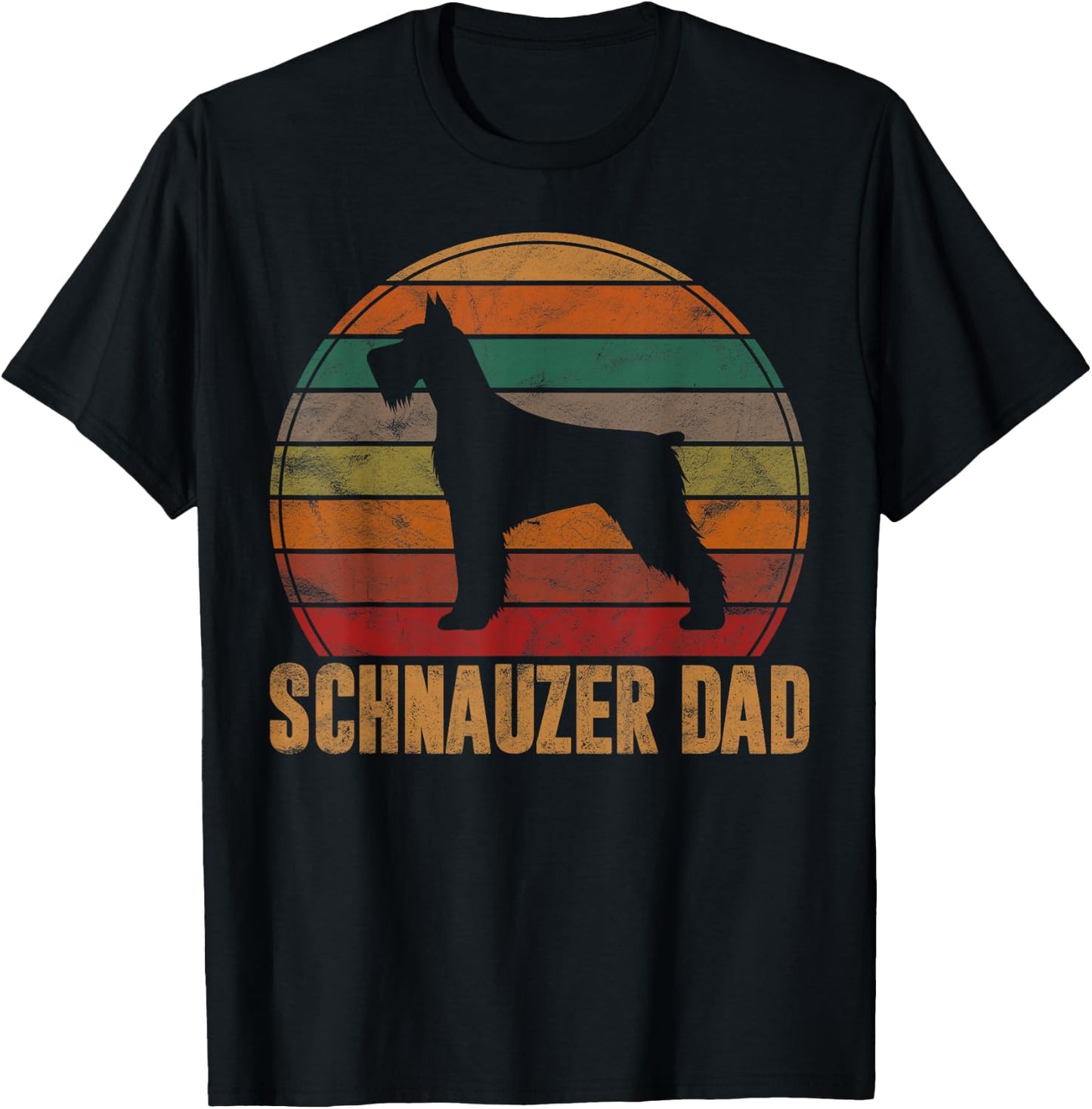 Retro Schnauzer Dad Gift Standard Giant Dog Owner Pet Father T-Shirt - T-Shirt | Black