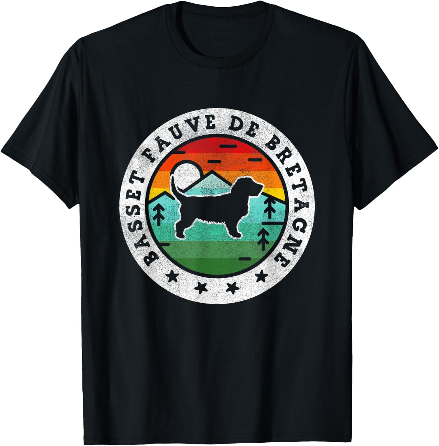 Vintage Basset Fauve de Bretagne Retro Dog Mom Dad Women Kids T-Shirt - T-Shirt | Black