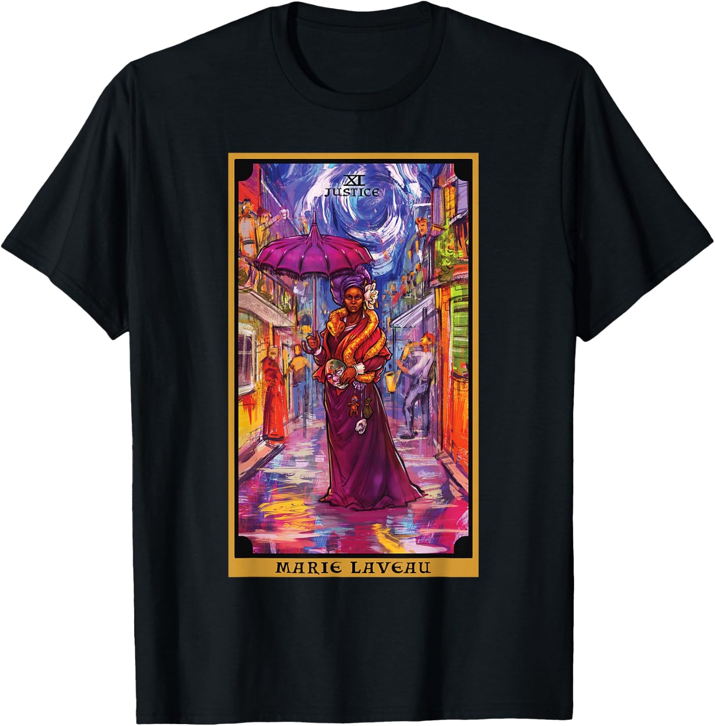 Marie Laveau Justice Tarot Card Voodoo Witch New Orleans T-Shirt - T-Shirt | Black