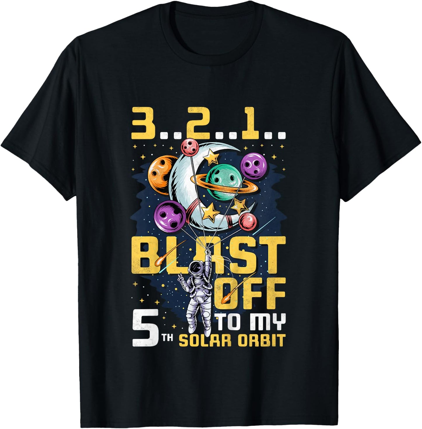 Blast Off To My 5th Solar Orbit, 5th Birthday Astronaut T-Shirt - T-Shirt | Black