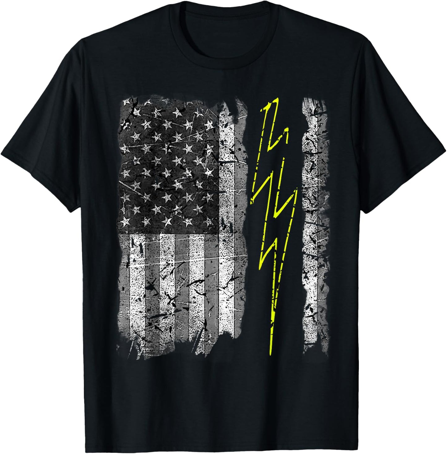 Vintage US Flag Sparky Electrician Electrical Worker T-Shirt - T-Shirt | Black