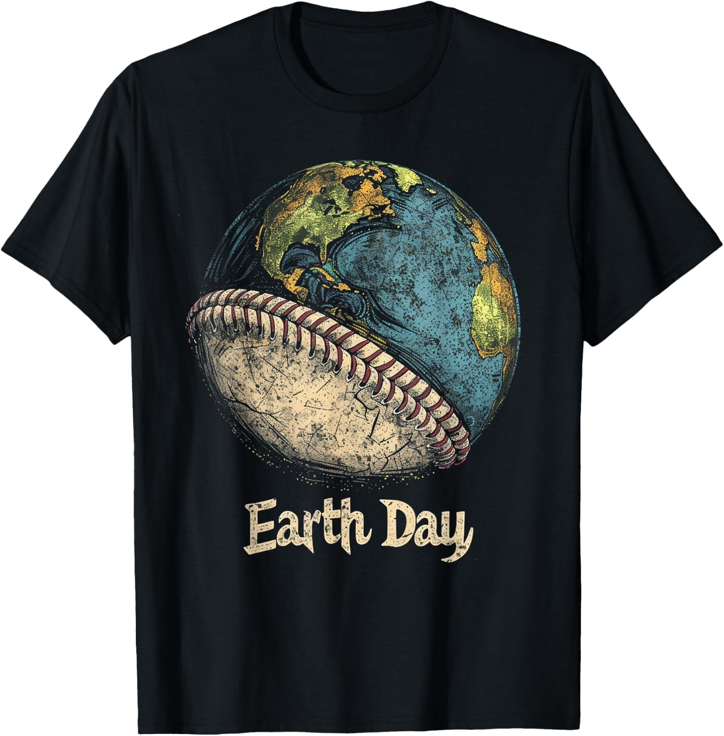 Baseball Earth Day Nature Planet Conservation Tree T-Shirt - T-Shirt | Black