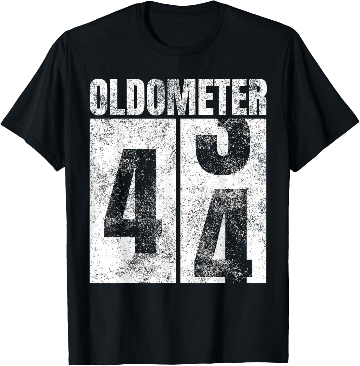Oldometer 43-44 yrs Old Man Woman Bday Graphic 44th Birthday T-Shirt - T-Shirt | Black