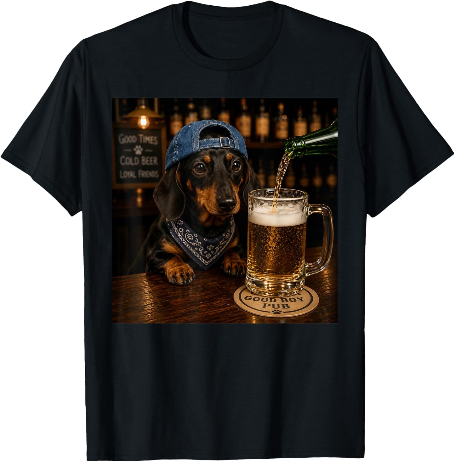 Dachshund Drinking Beer Funny Dog Meme T-Shirt - T-Shirt | Black