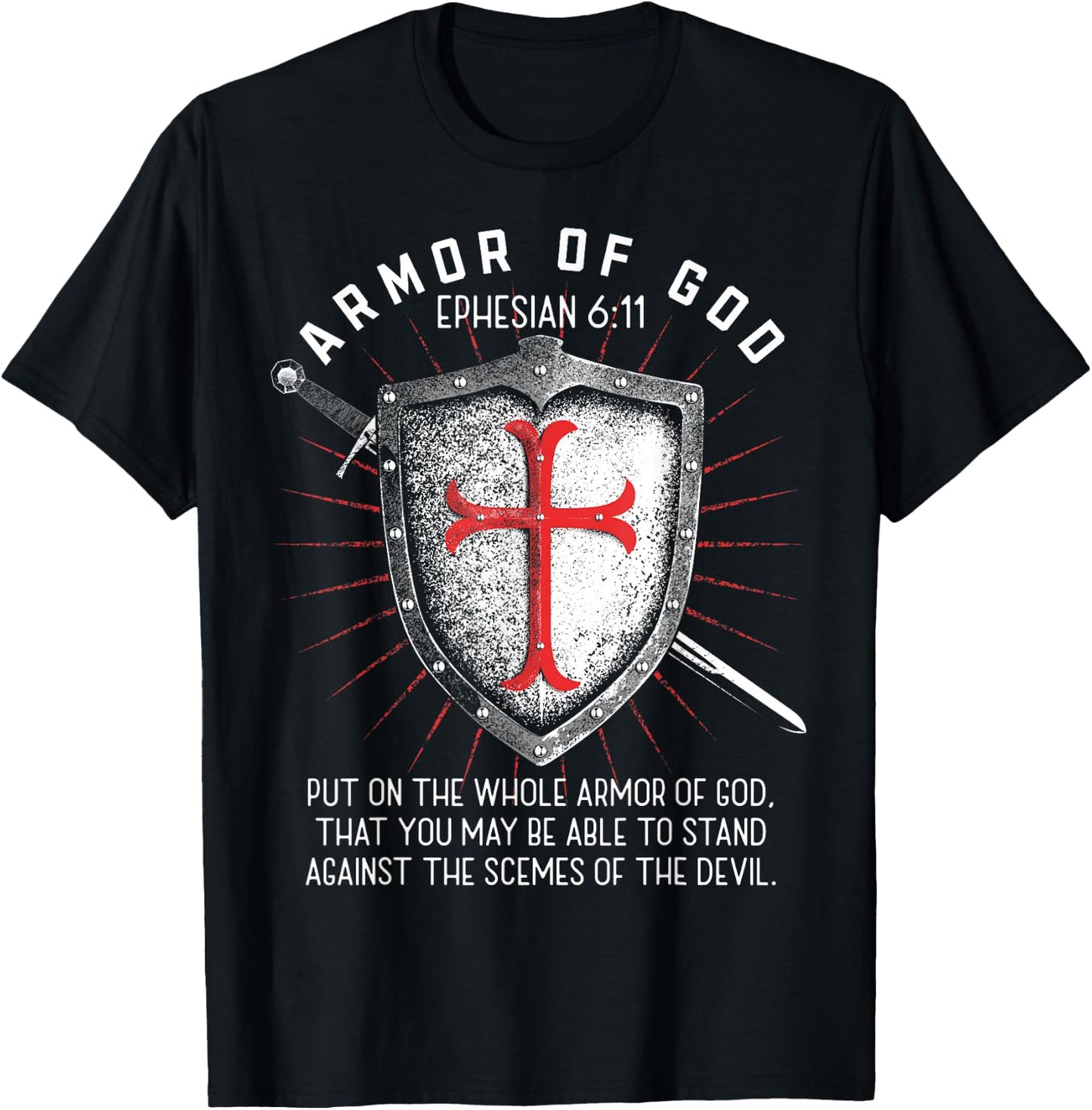 Armor Of God Ephesians 6:17 Bible Verse T Christian T-Shirt - T-Shirt | Black