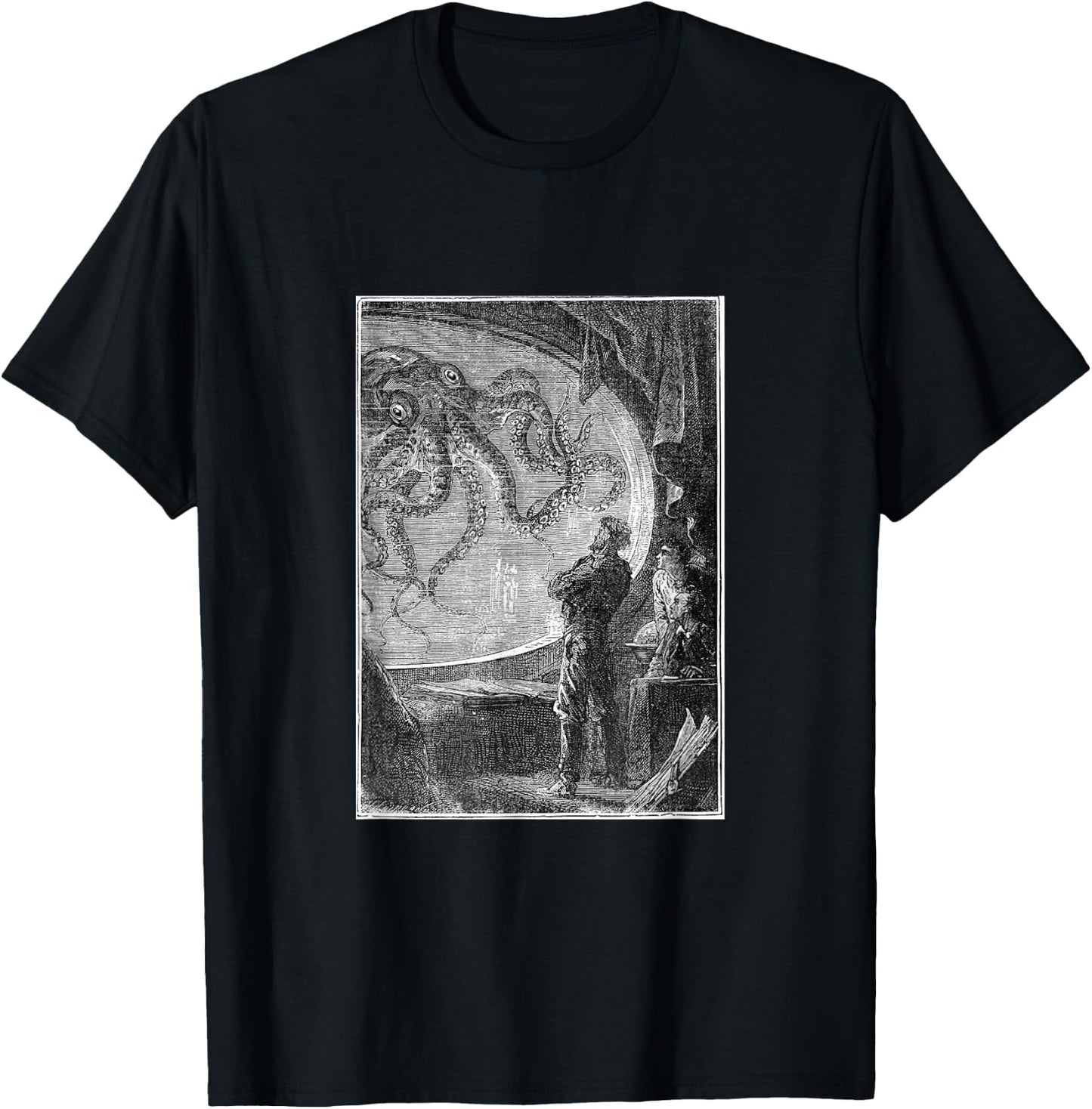 Captain Nemo Watching the Giant Squid T-Shirt - T-Shirt | Black