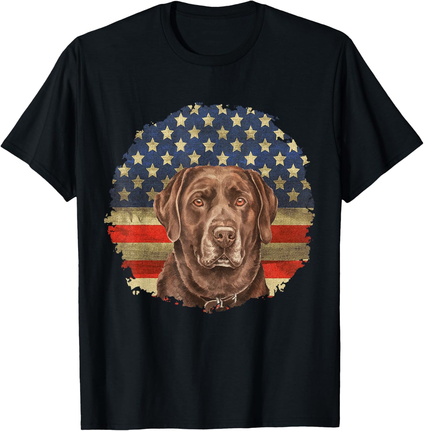 Chocolate Labrador With USA Flag Gift Chocolate Lab Dad Mom Men T-Shirt - T-Shirt | Black