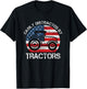 Easily Distracted by Tractors for Patriotic Farmer Vintage T-Shirt - T-Shirt | Black