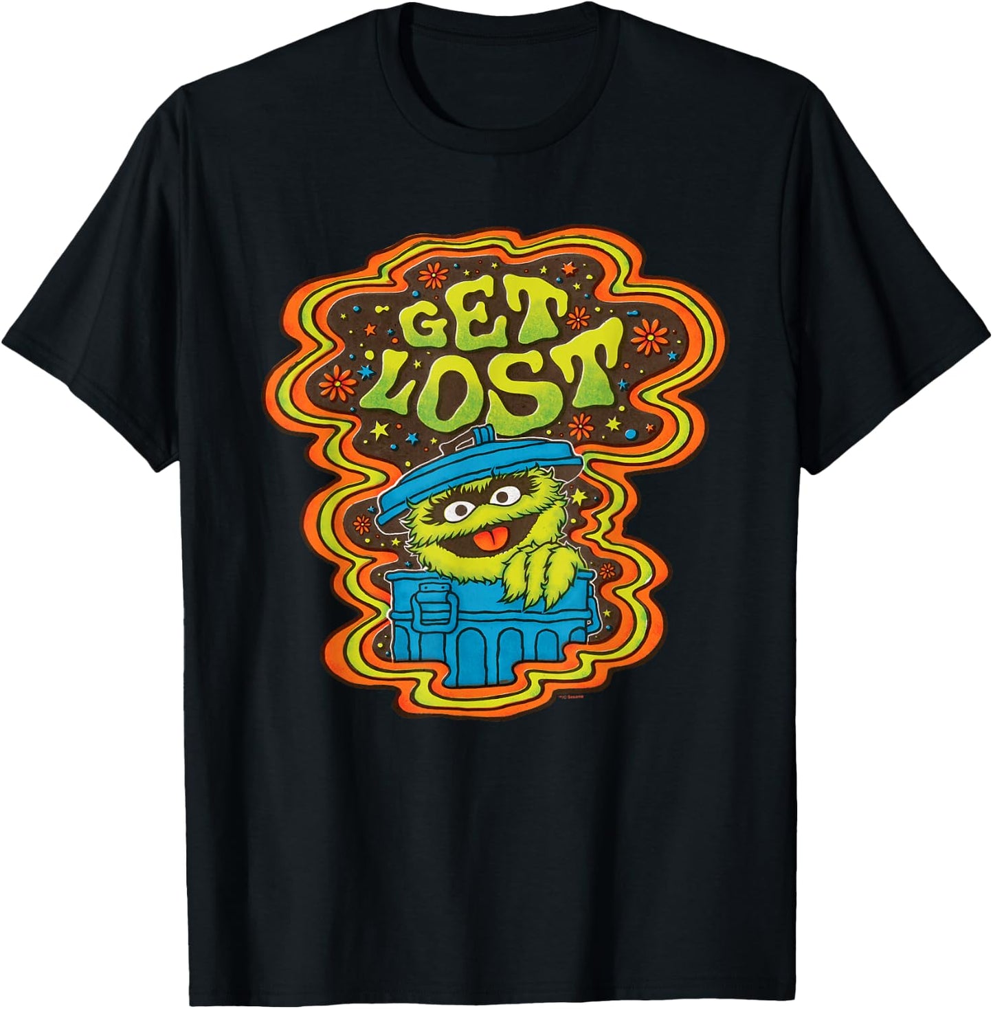 Sesame Street Psychedelic Oscar The Grouch Get Lost T-Shirt - T-Shirt | Black