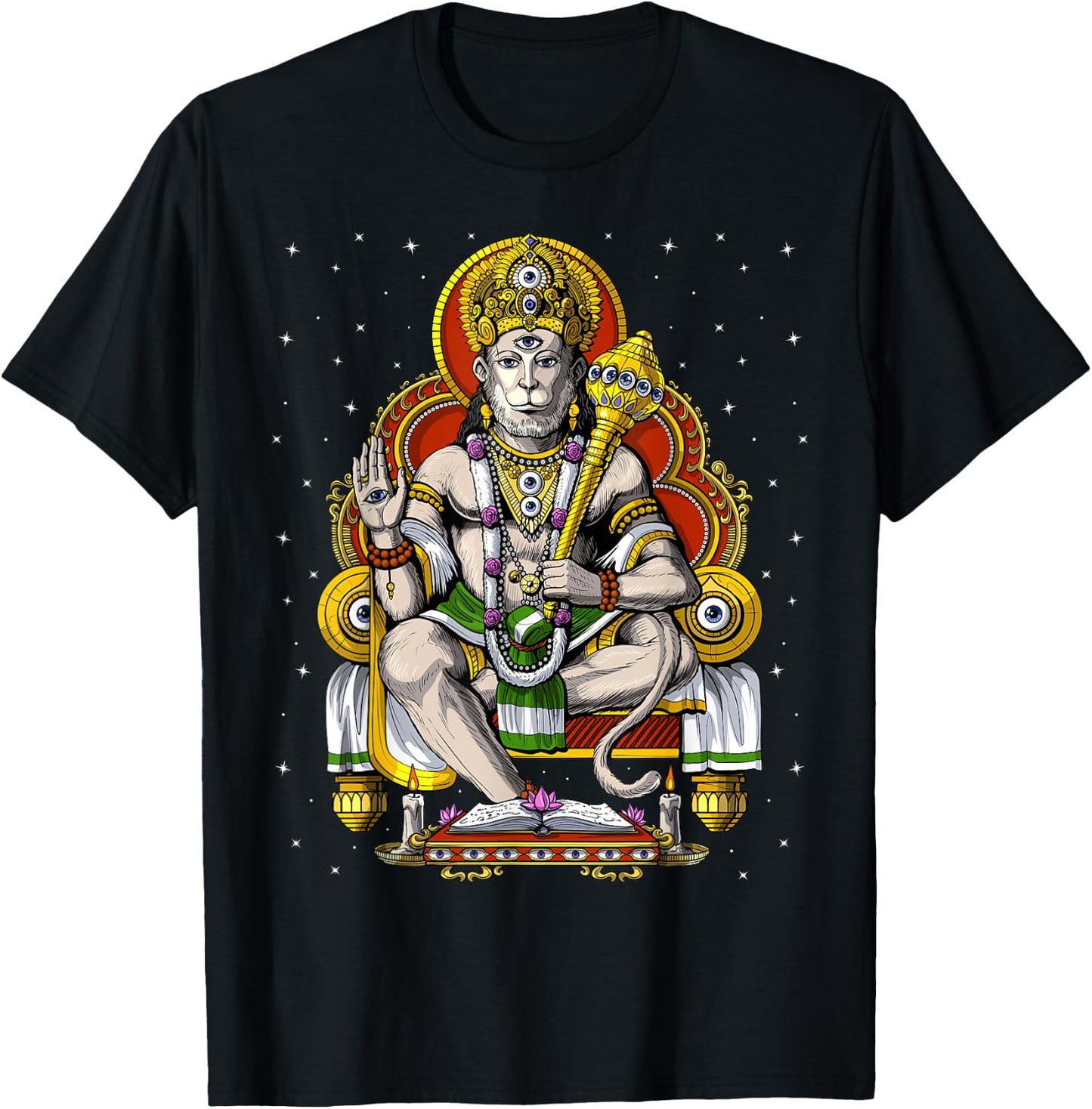 Hanuman Hindu God Hinduism Monkey Jainism Buddhism Spiritual T-Shirt - T-Shirt | Black