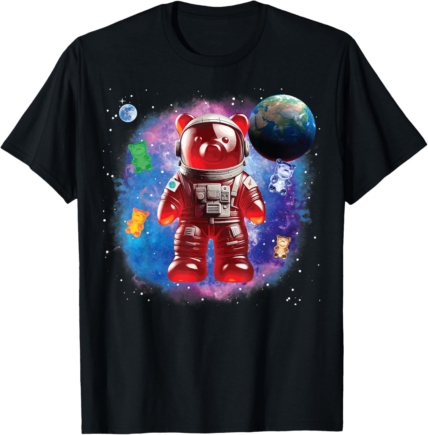 Gummy Bear in Space, Funny Gummy Bear T-Shirt - T-Shirt | Black