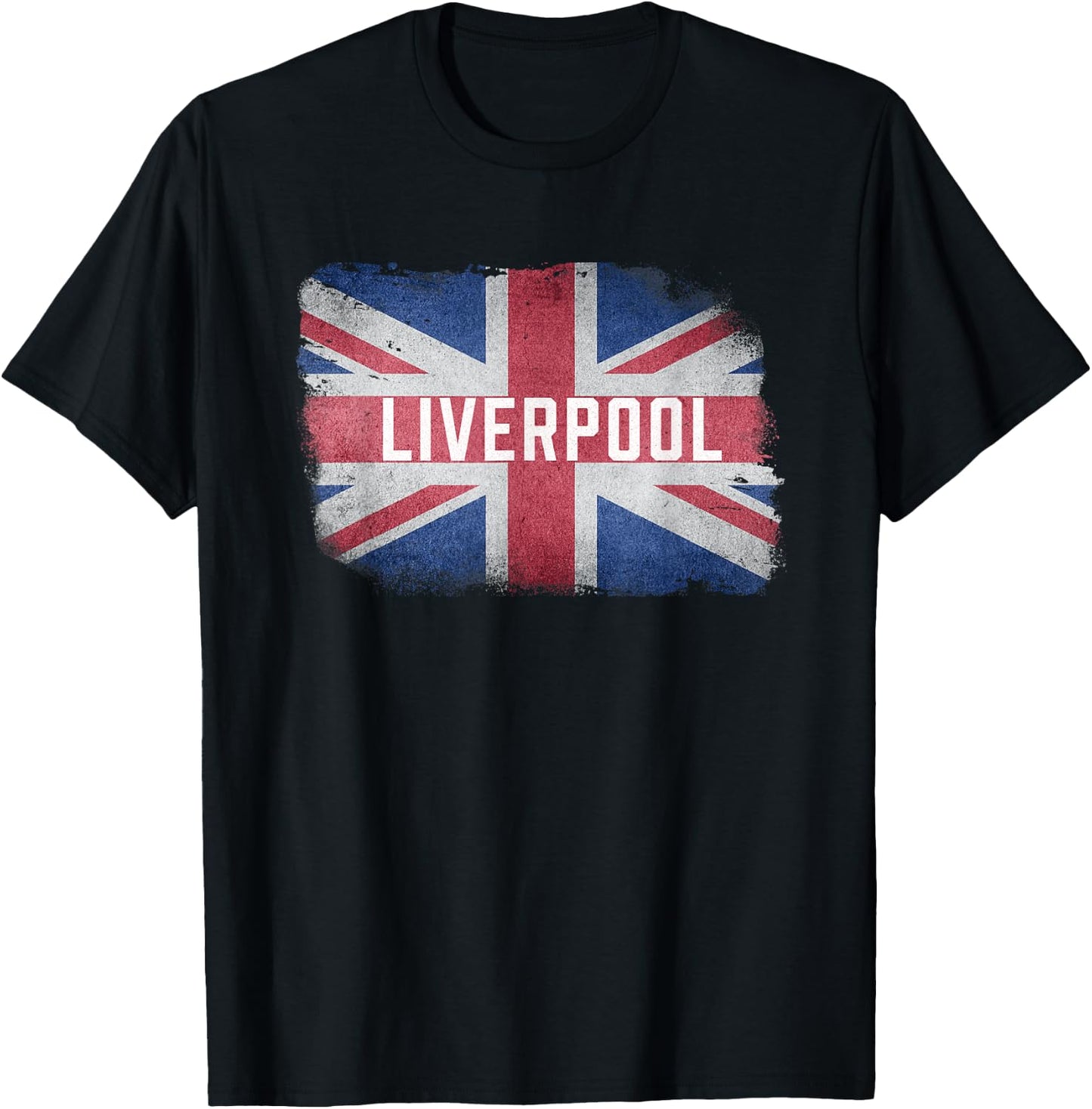 Liverpool | United Kingdom British Flag Vintage UK Scouser T-Shirt - T-Shirt | Black