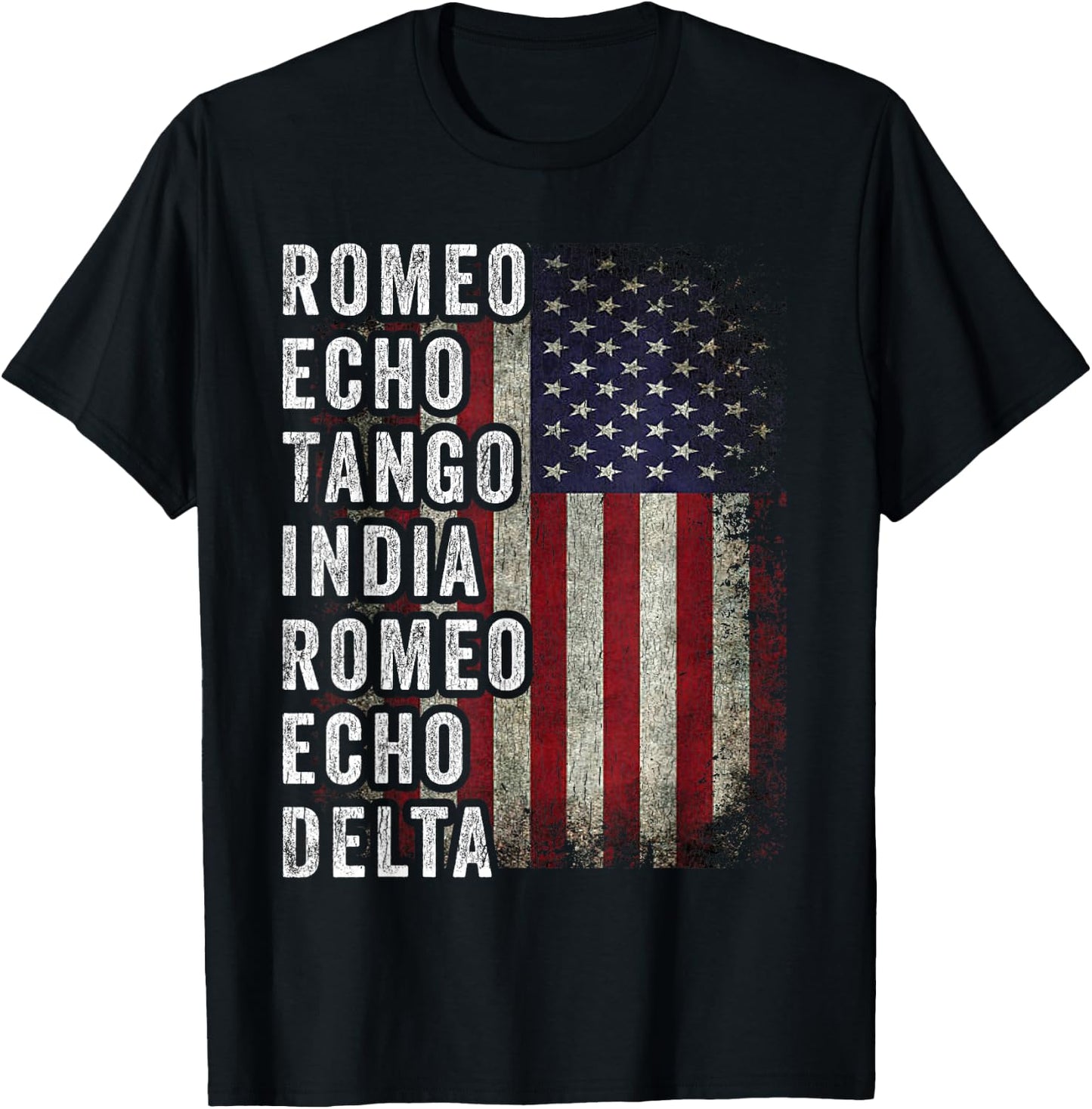 Got Your Six Apparel Inc. Retired Military Phonetic Alphabet Retirement Announcement - -Adults - Black - Short Sleeve - Small - Classic Fit - Cotton, Polyester T-Shirt - T-Shirt | Black
