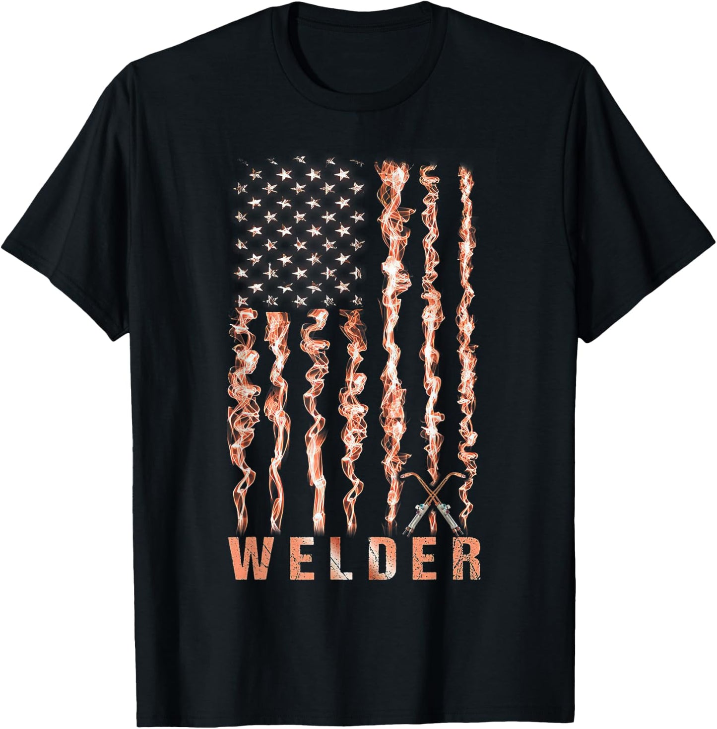 Welding Patriotic Distressed USA American Flag Gift Welder Kids Men T-Shirt - T-Shirt | Black