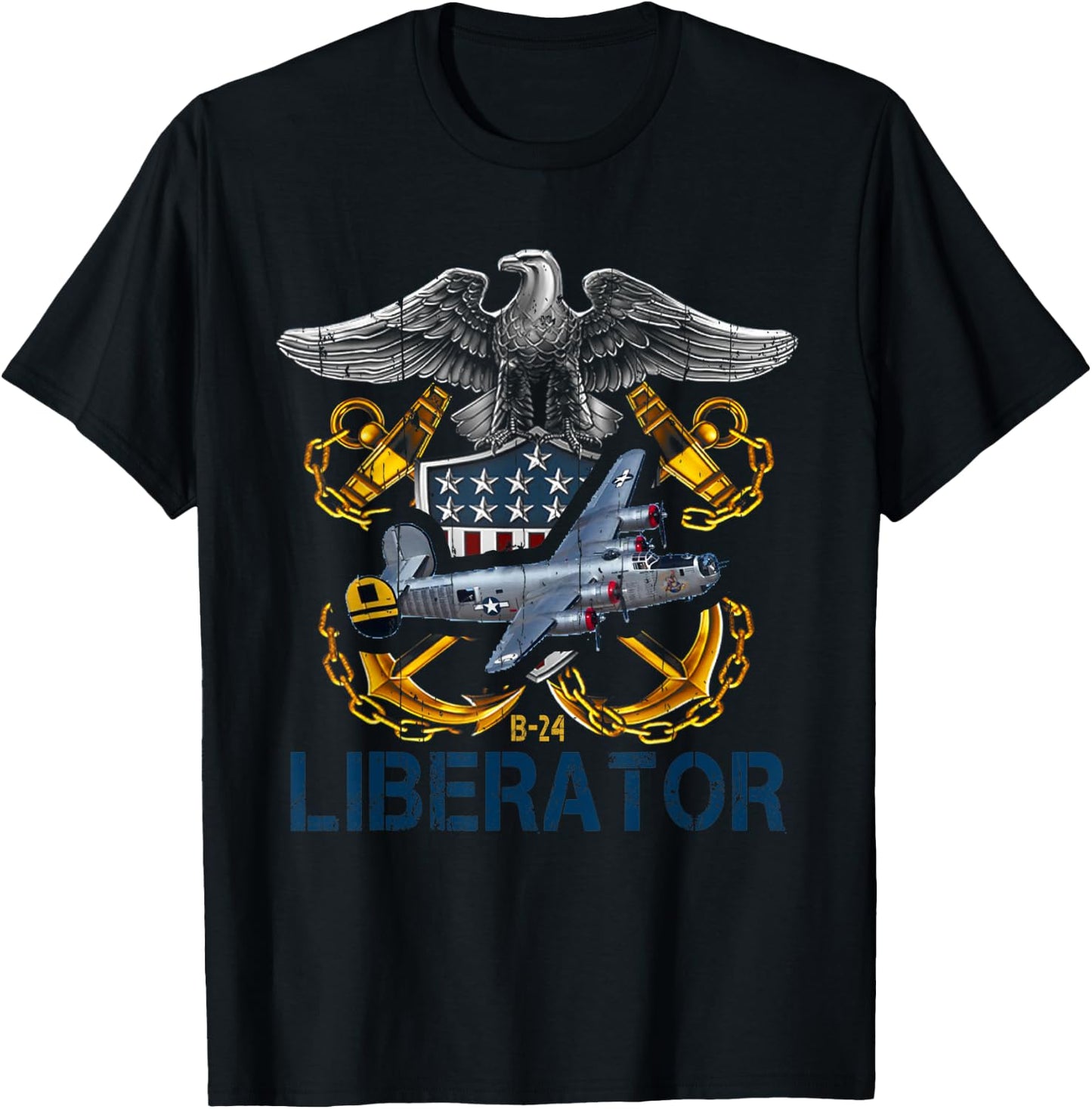 WW2 B-24 Liberator Bomber Airplane T-Shirt - T-Shirt | Black